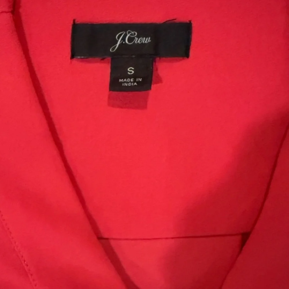 J.Crew Red V-Neck Blouse Long Sleeve Career Office Top Size S